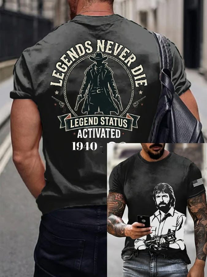 Legends Never Die Legend Status Activated Mens Graphic T Shirts Chuck Norris Fan Gift