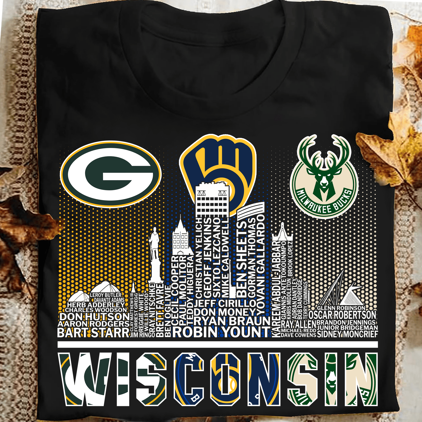 Legends Of Wisconsin Packers Brewers Bucks T-Shirt Gifts For Wisconsin Sport Teams Fans