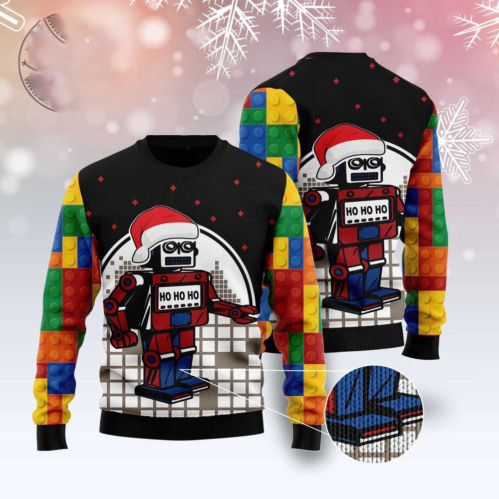 Lego Robot Hohoho Ugly Christmas Sweater Funny Ugly Christmas Sweater Gifts For Couples