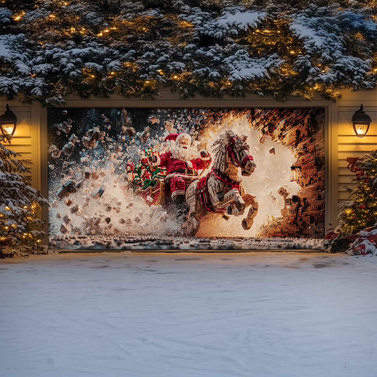 Lego Sleigh Rush Christmas Garage Door Banner Christmas Home Decor Lego Lover Xmas Gifts