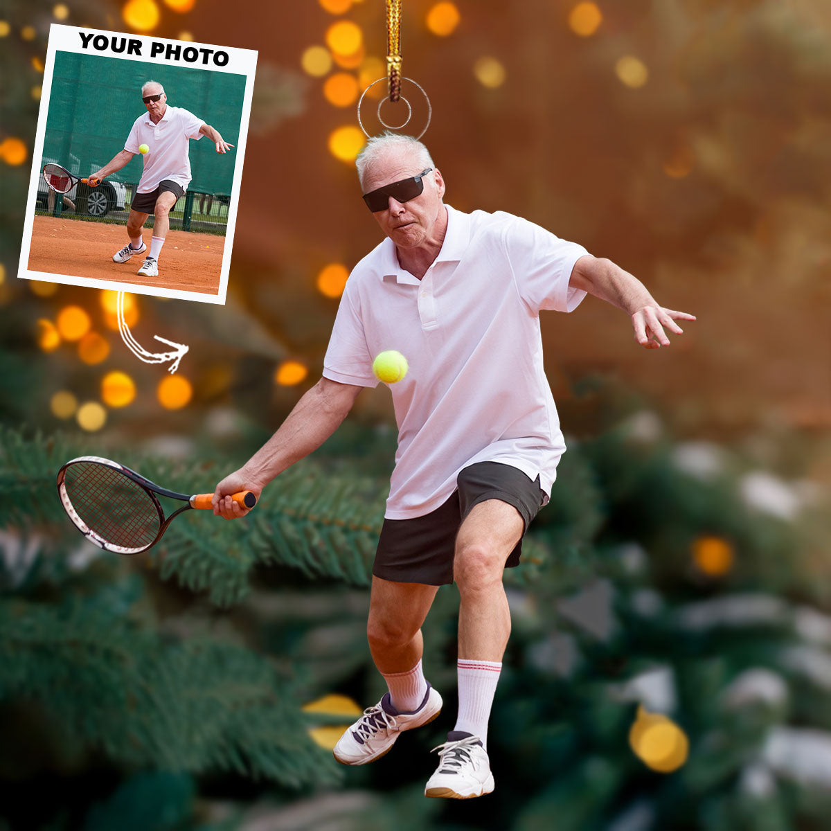 Leisure Time Personalized Photo Mica Ornament Christmas Gift For Tennis Players Tennis