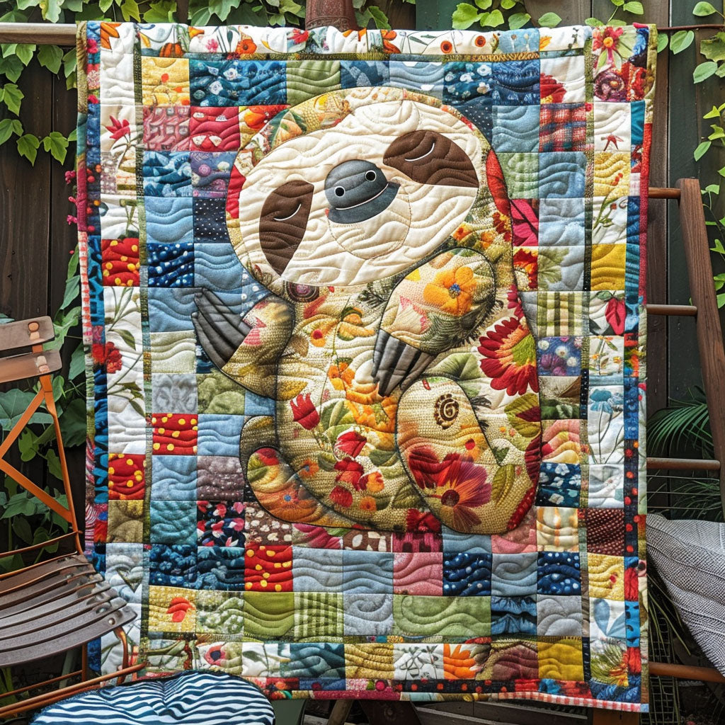 Leisurely Sloth Quilted Blanket Sloth Gift Idea
