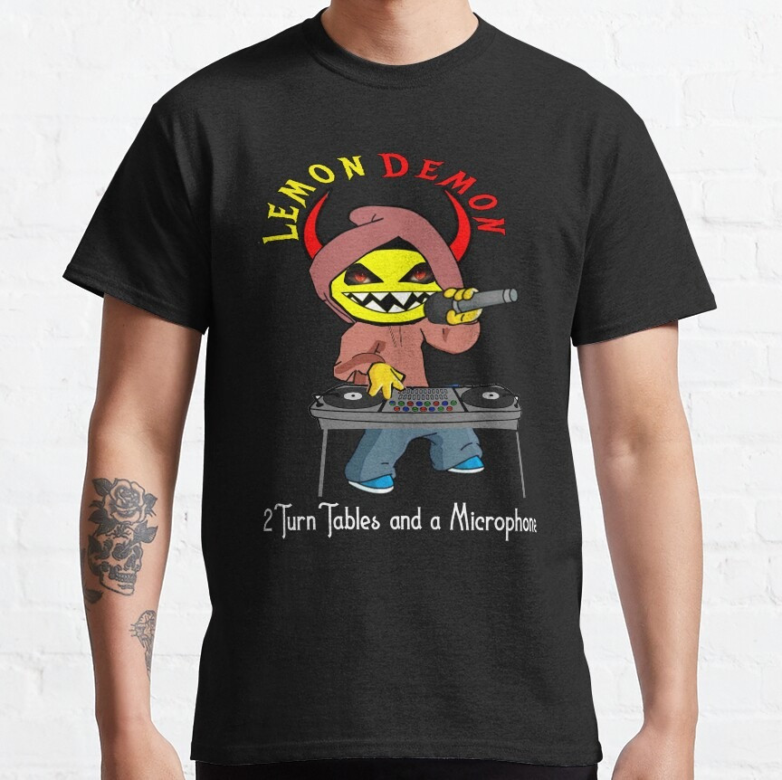 Lemon Demon DJ Dropped The Beat T-Shirt 2 Turn Tables And A Microphone Lemondemon Merch