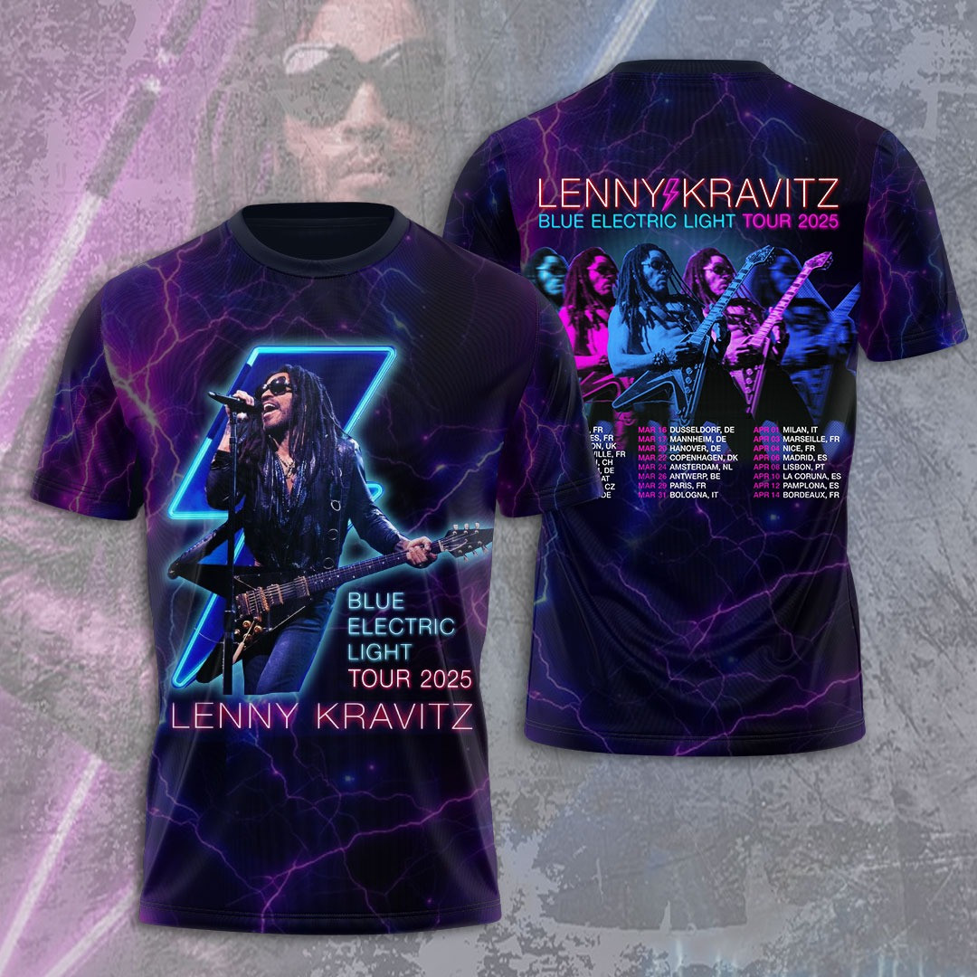 Lenny Kravitz Blue Electric Light Tour 2025 T-Shirt Unique Gifts For Music Lovers
