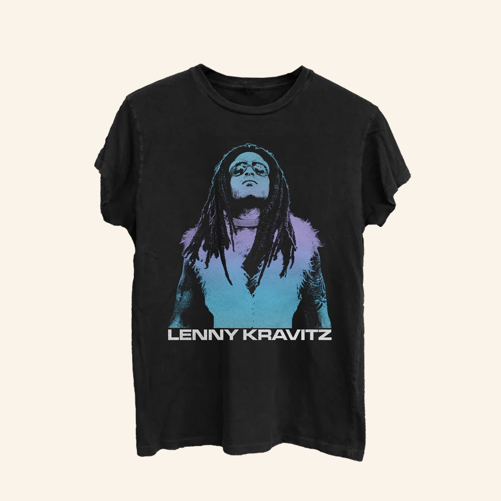 Lenny Kravitz Merch Purple And Blue Portrait T-Shirt Presents For Music Lovers Lenny Kravitz Merch Purple And Blue Portrait T-Shirt Presents For Music Lovers