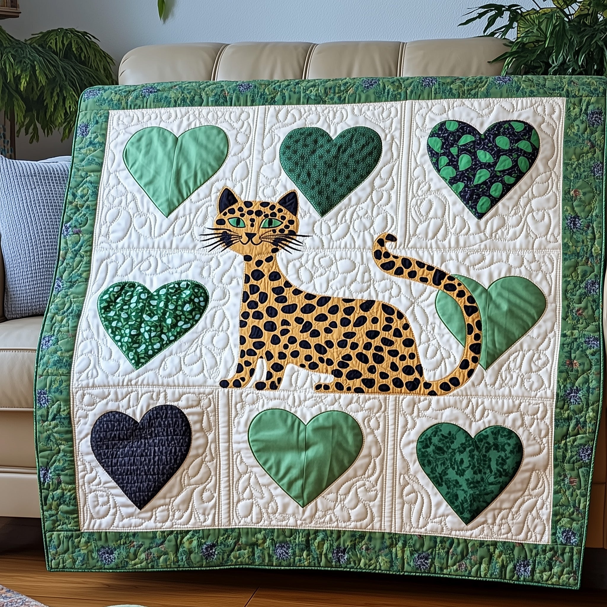 Leopard Cat Quilted Blanket Nice Throw BlanketCat Gifts For Lady