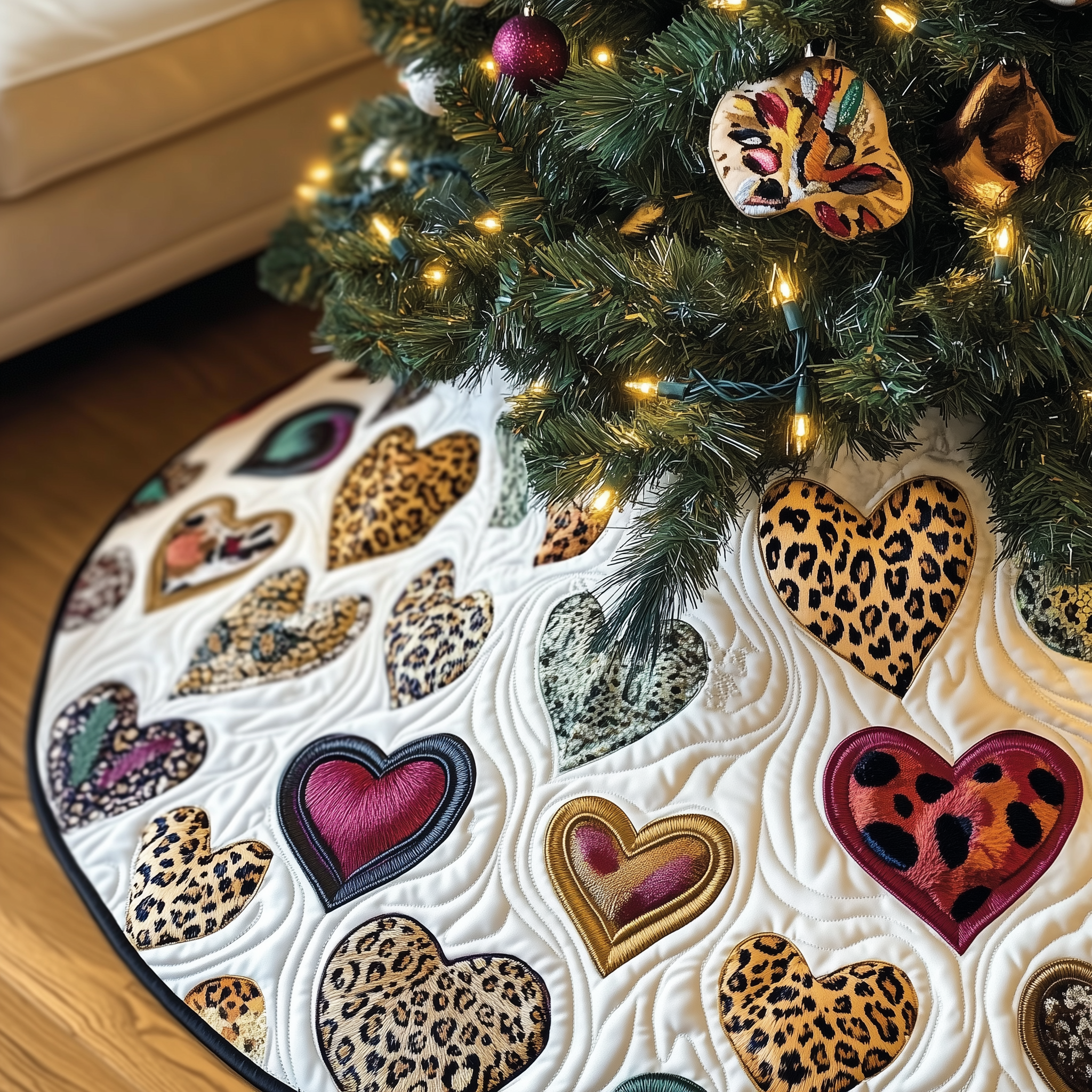 Leopard Hearts Quilted Tree Skirt Memorable Graduation Gift Merch