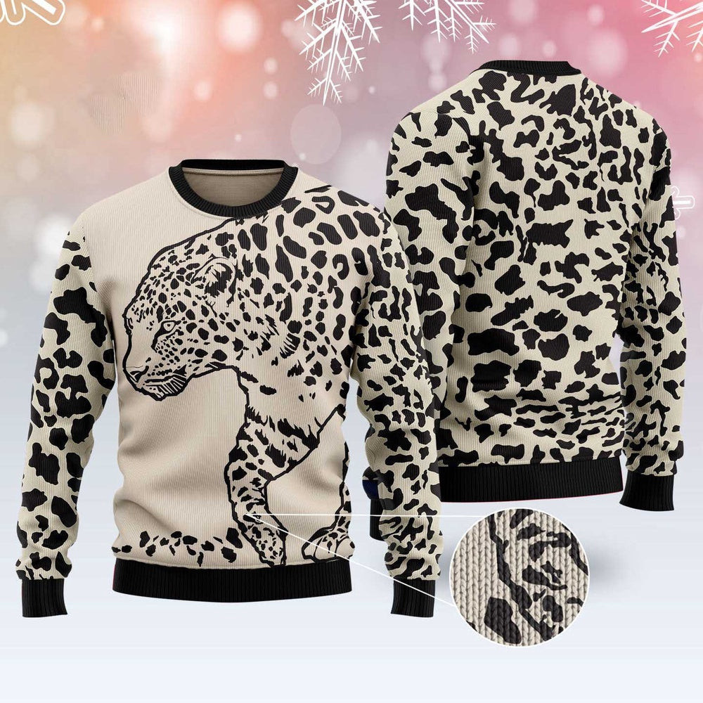 Leopard Pattern Ugly Christmas Sweater Funny Ugly Christmas Sweater Gifts For Couples