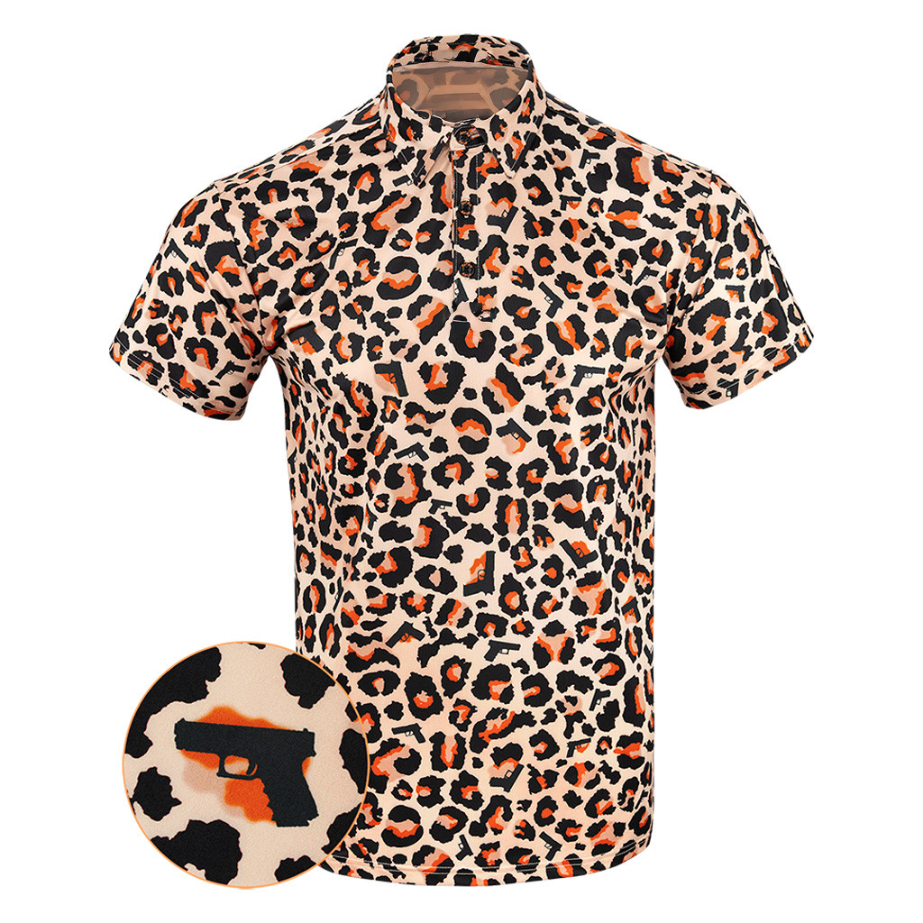 Leopard Polo Shirt Gun Print Polo Shirt Pro Gun Rights Merch Gift Ideas For Husband