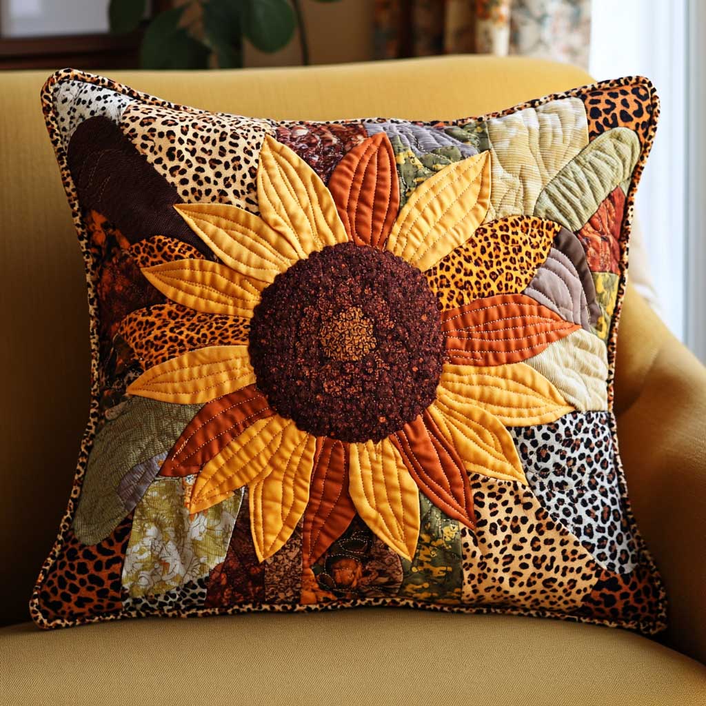 Leopard Sunflower Vibes Quilt Pillow Case Lovely Pillowcase Gift for Cozy Bedroom Decor