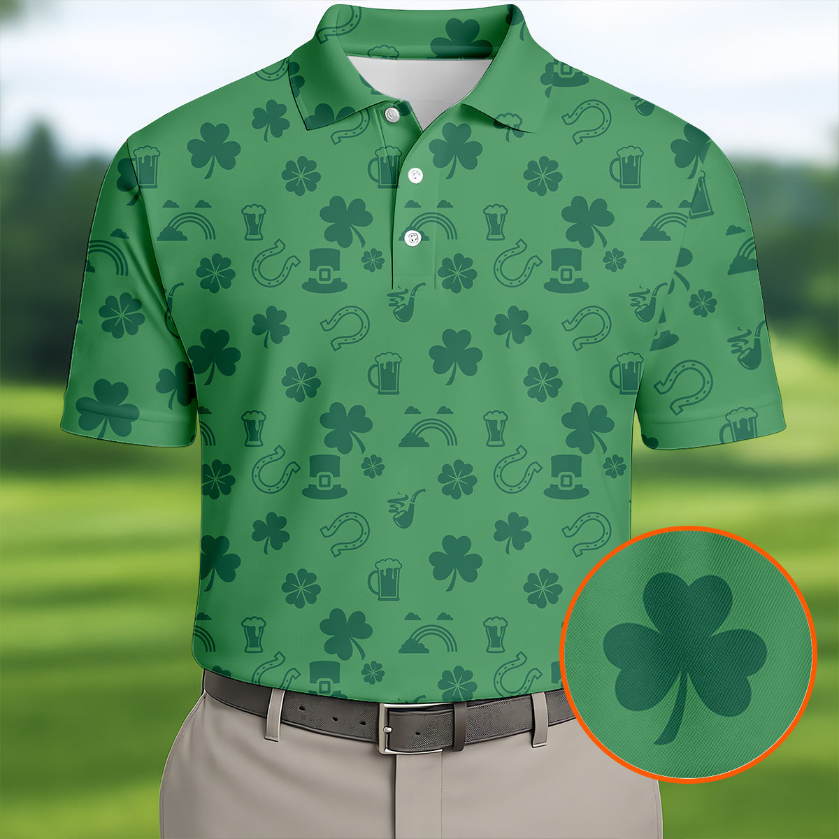 Leprechaun Hat Shamrock Beer Golf Polo Shirt Best Golf Attire Father's Day Gift For Men