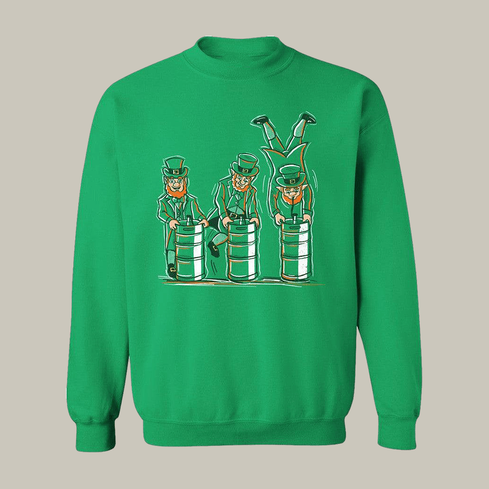Leprechaun Keg Stand Sweatshirt Saint Patrick's Day 2026 Apparel Present Idea For Him