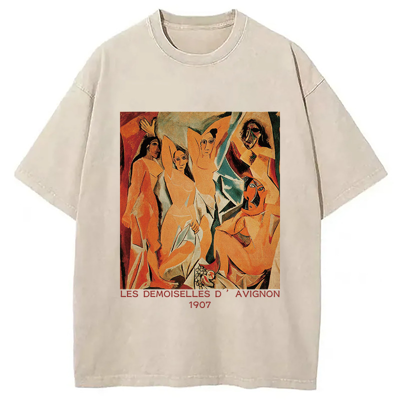 Les Demoiselles D'Avignon Washed T-Shirt Cool Urban Street Style Shirt Gifts For Besties