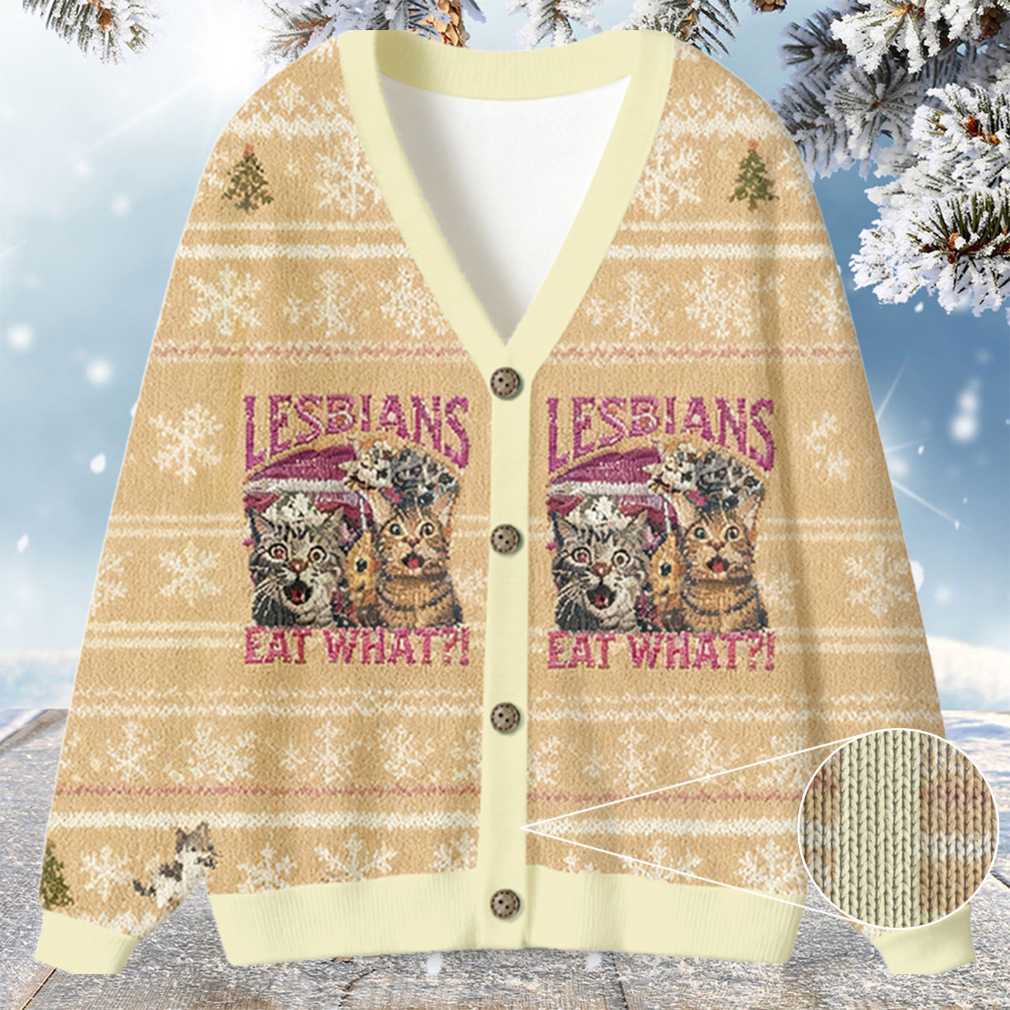 Lesbians Eat What Funny Christmas Ugly Cardigan Merry Xmas Apparel Cool Gifts For Teenage Guys