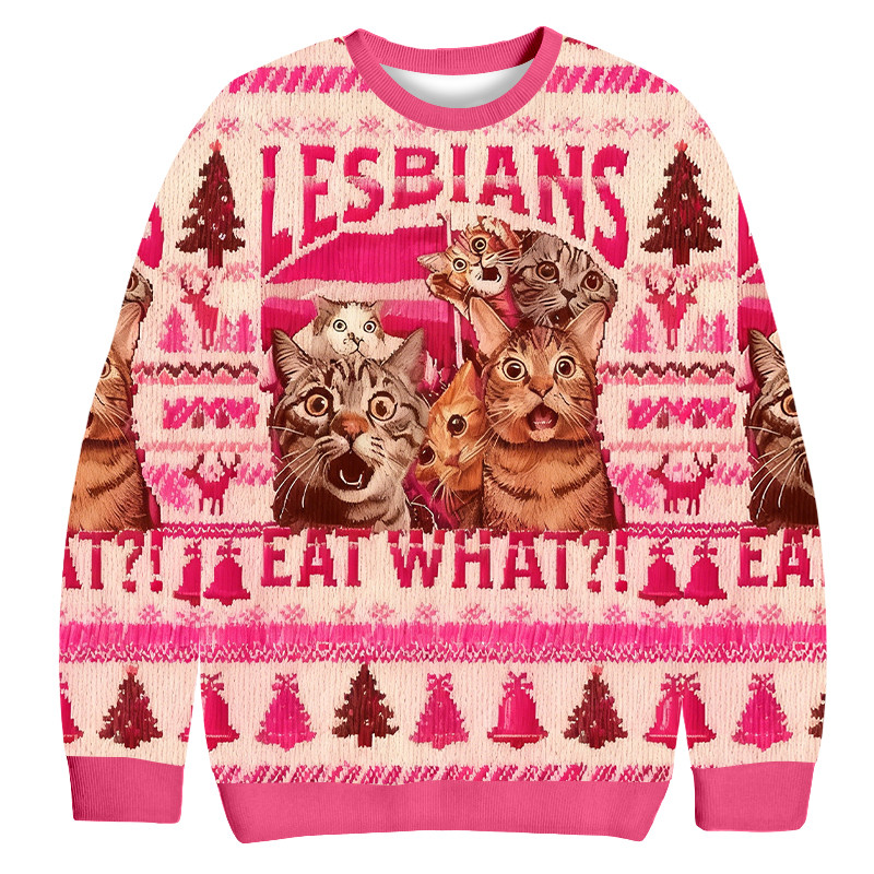 Lesblans Eat What Christmas Ugly Sweater Animal Themed Xmas Clothing Gifts