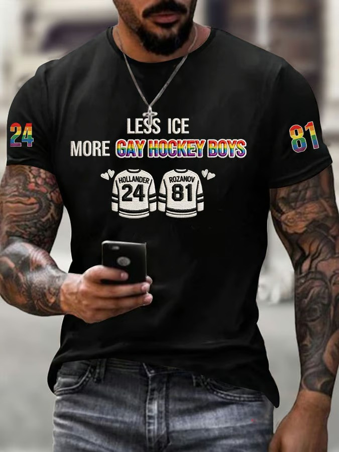 Less ICE More Gay Hockey Boys T-Shirt LGBT Support Apparel Gift For Sports Lovers