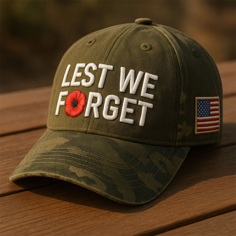 Lest We Forget Camo Hat American Flag Memorial Day Baseball Cap Gifts For Retired Soldiers
