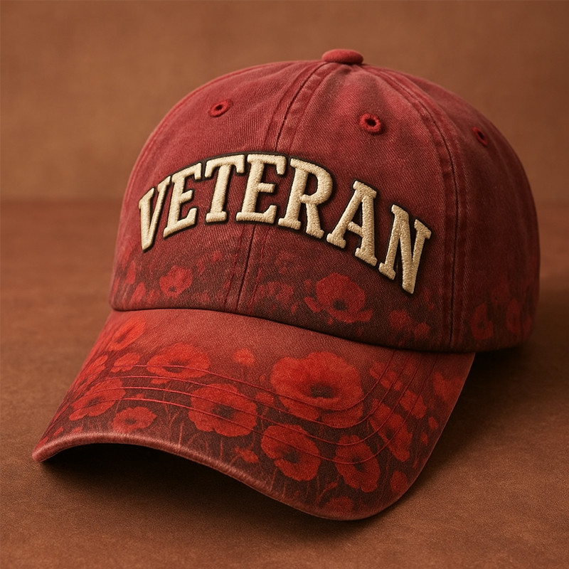 Lest We Forget Hat Flower Pattern Baseball Cap Tribute Present For Veteran