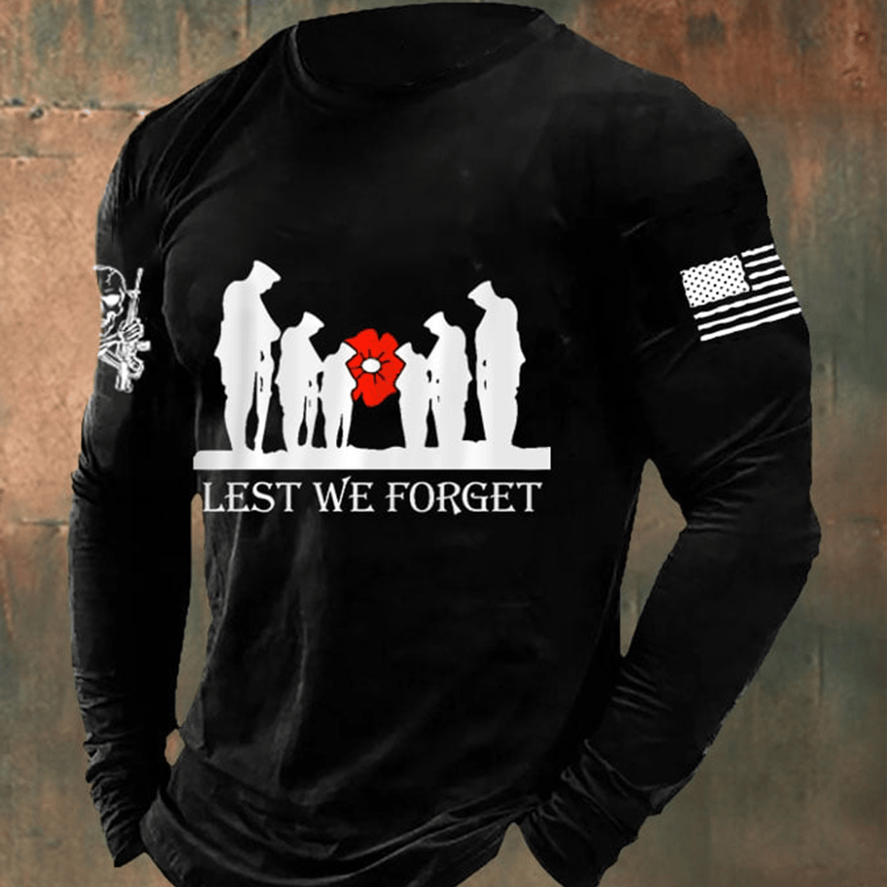 Lest We Forget Long Sleeve Shirt American Flag Clothing Gifts For Patriots
