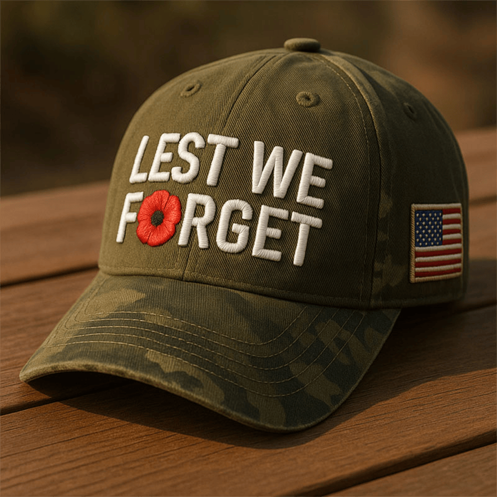 Lest We Forget Memorial Camo Hat American Flag Baseball Cap Veteran Gift Ideas