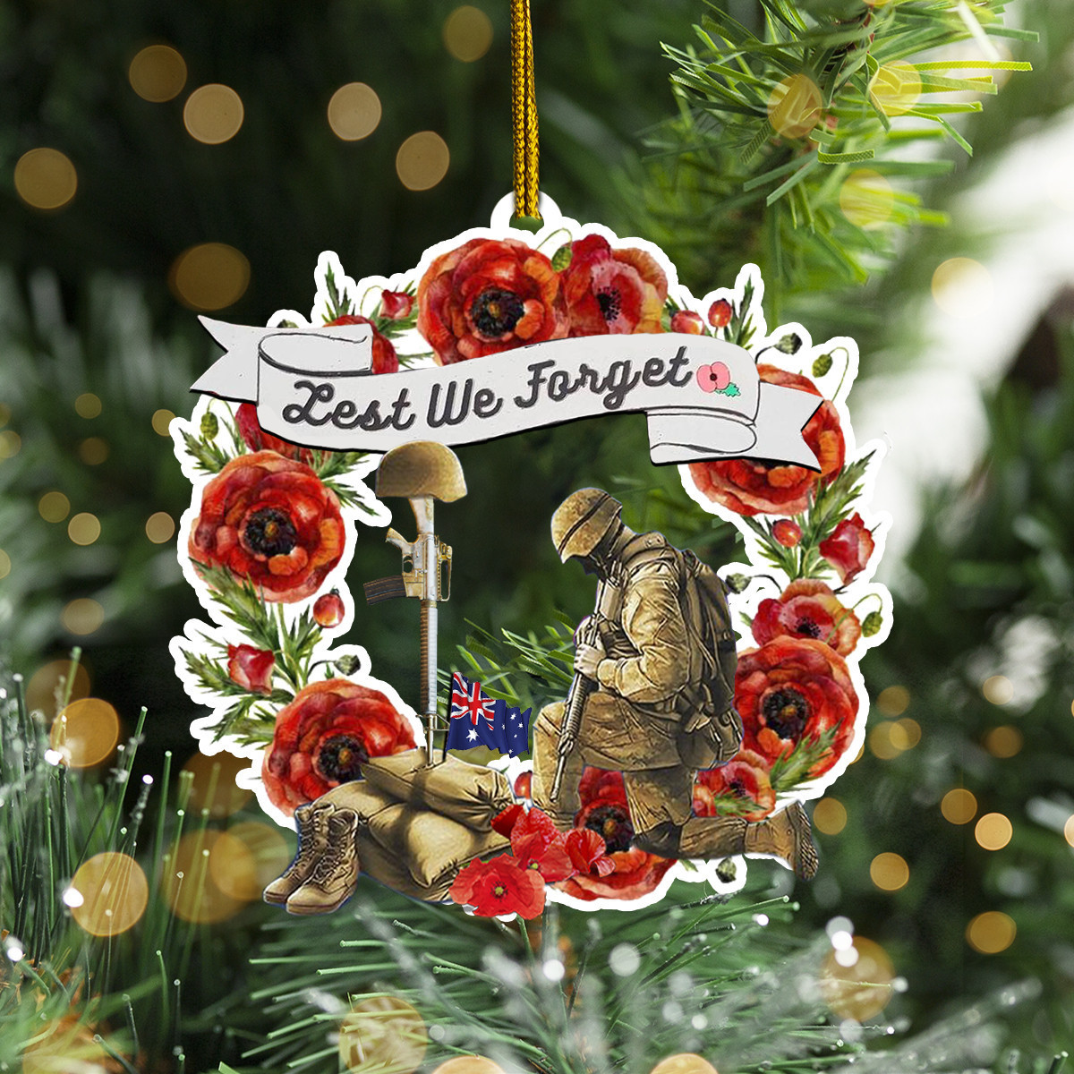 Lest We Forget Poppy Australian Veteran Ornament Honor Fallen Soldiers Aussies Veterans Gift