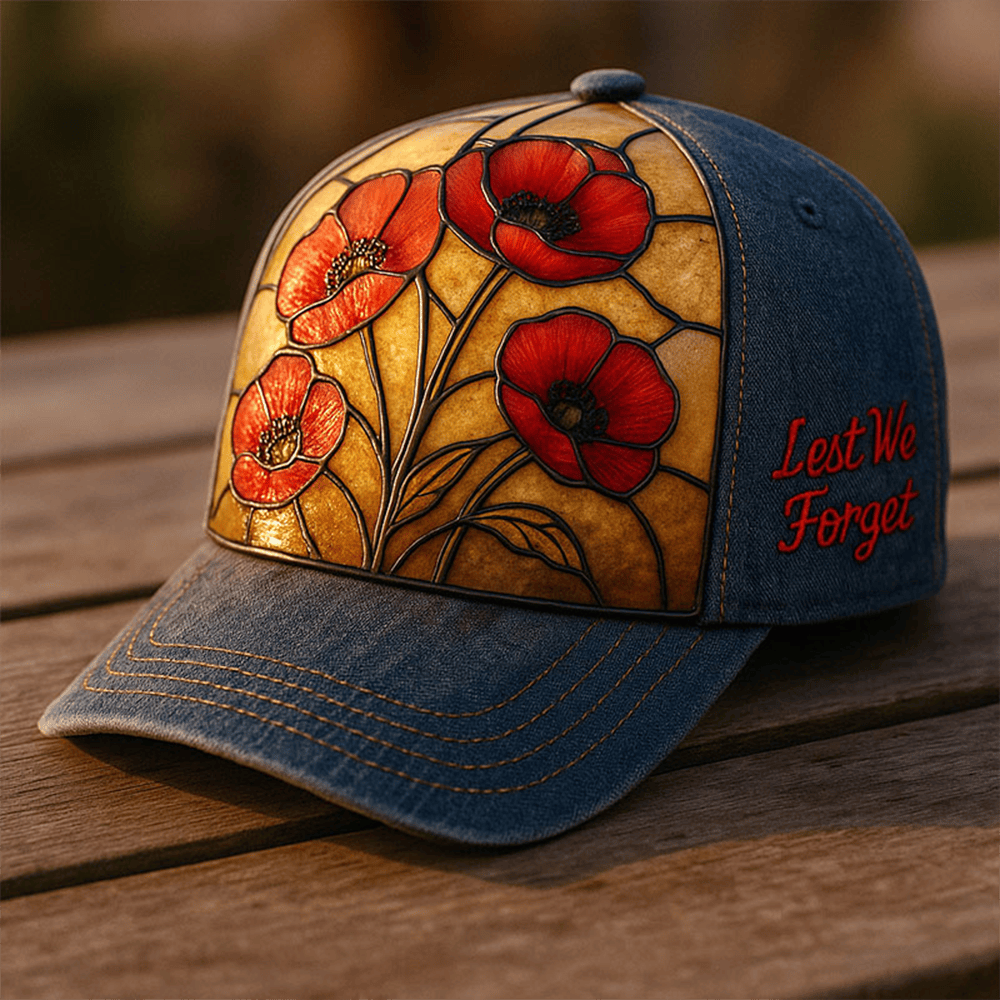 Lest We Forget Red Poppy Hat Memorial Day Baseball Cap Patriotic Merch Gifts Ideas