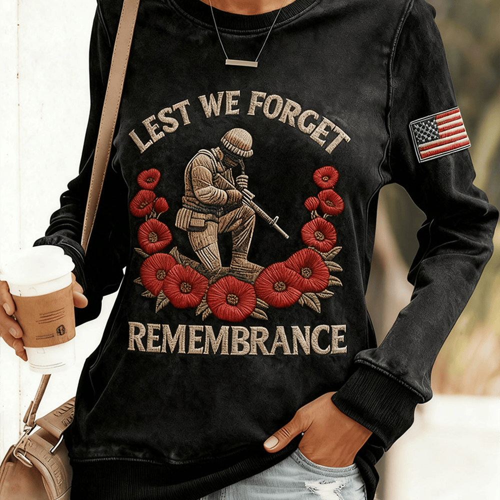 Lest We Forget Remembrance Sweatshirt Proud Veteran Apparel Female Veteran Present Ideas