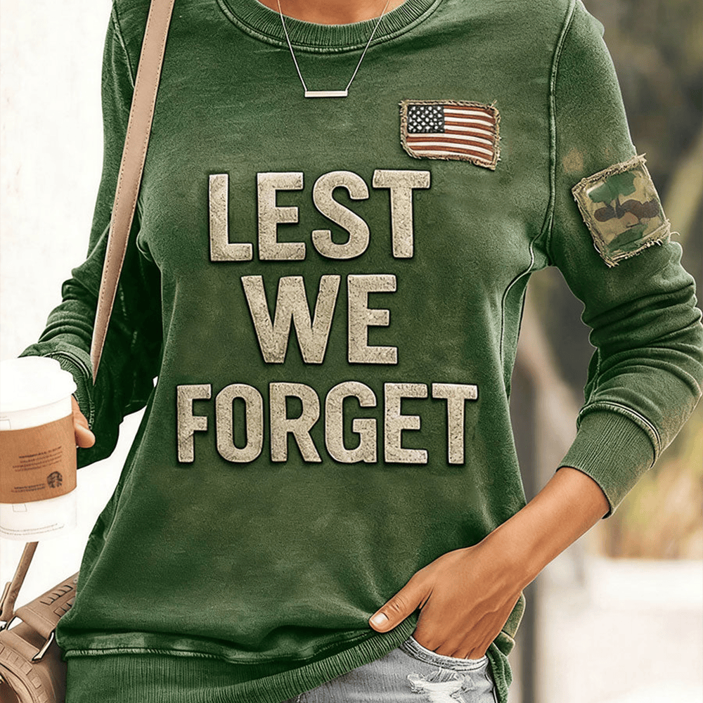 Lest We Forget Sweatshirt American Flag Apparel Unique Gift For Veteran Mom