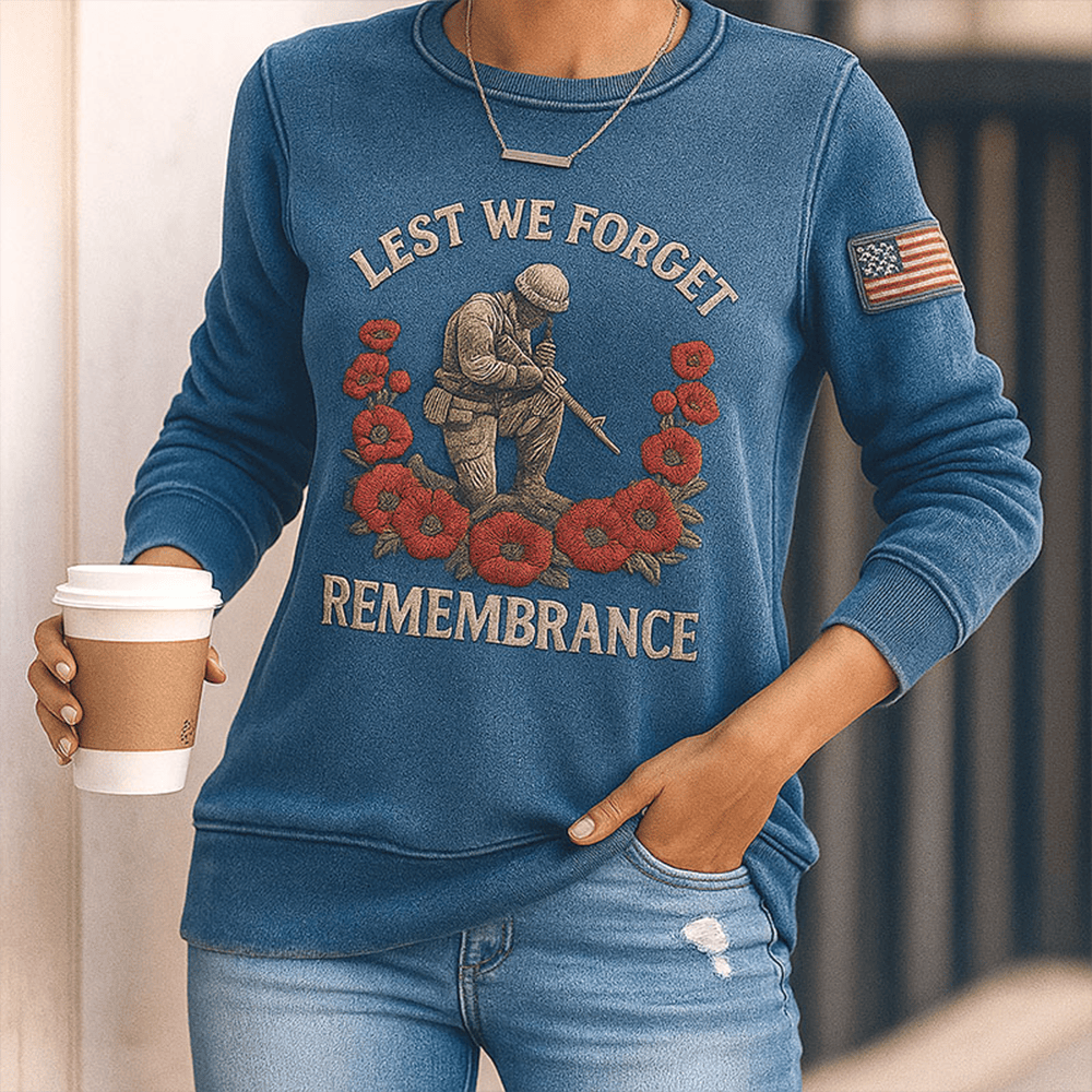 Lest We Forget Veteran Sweatshirt Military Remembrance Veteran Clothing Christmas Gifts For Her