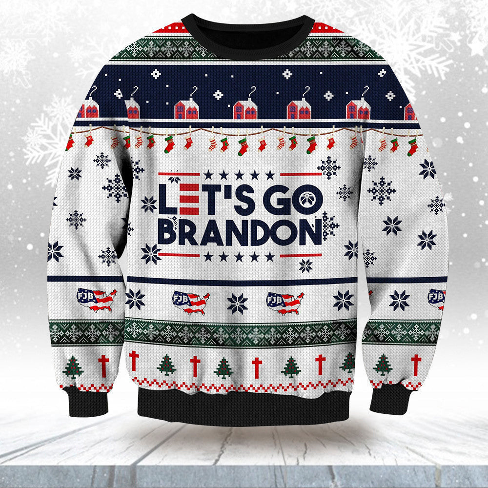 Letâ‚¬â„¢s Go Brandon Christmas Sweater FJB Letâ‚¬â„¢s Go Brandon Ugly Xmas Sweater Women Men