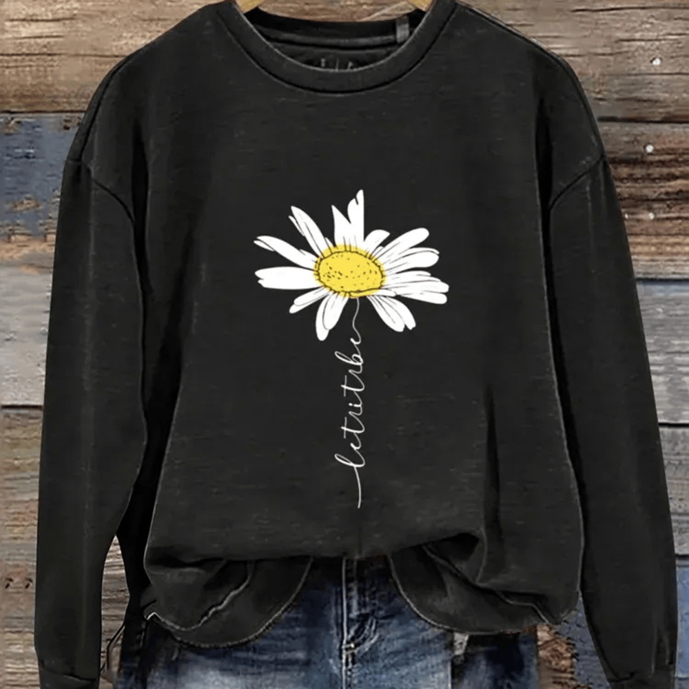 Let It Be Daisy Flower Art Sweatshirt Flower Graphic Trendy Clothing Gift Ideas For Her