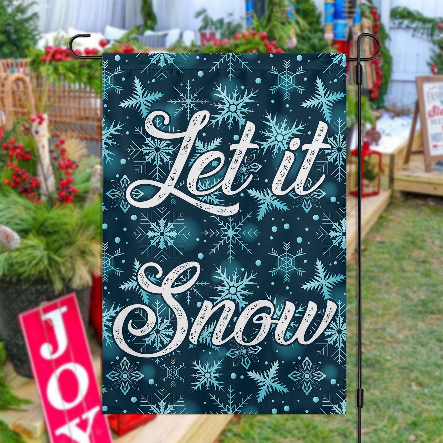 Let It Snow Christmas Garden Flag Snowflakes Themed Christmas Decor Gift For Him