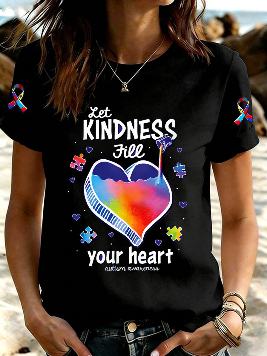 Let Kindness Fill Your Heart T-Shirt Autism Awareness Clothing Best Gift For Autism Mom