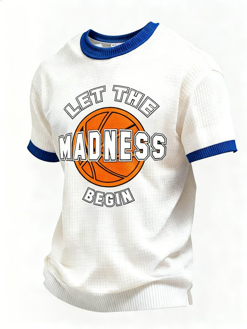 Let The Madness Begin Basketball Circle T-Shirt March Madness Fan Gear Gift For Hoops Fans