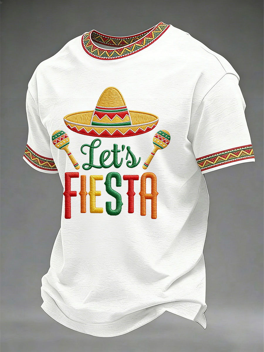 Let's Fiesta T-Shirt Cinco De Mayo Sombrero Maracas Party Apparel Gift For Him