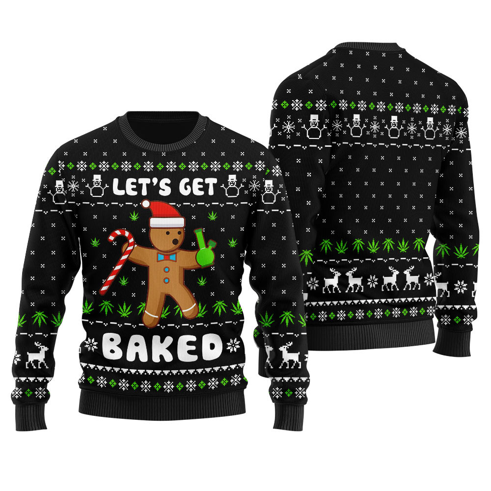 Lets Get Baked Inappropriate Ugly Sweater Trendy Winter Sweatshirt for Cozy Moments