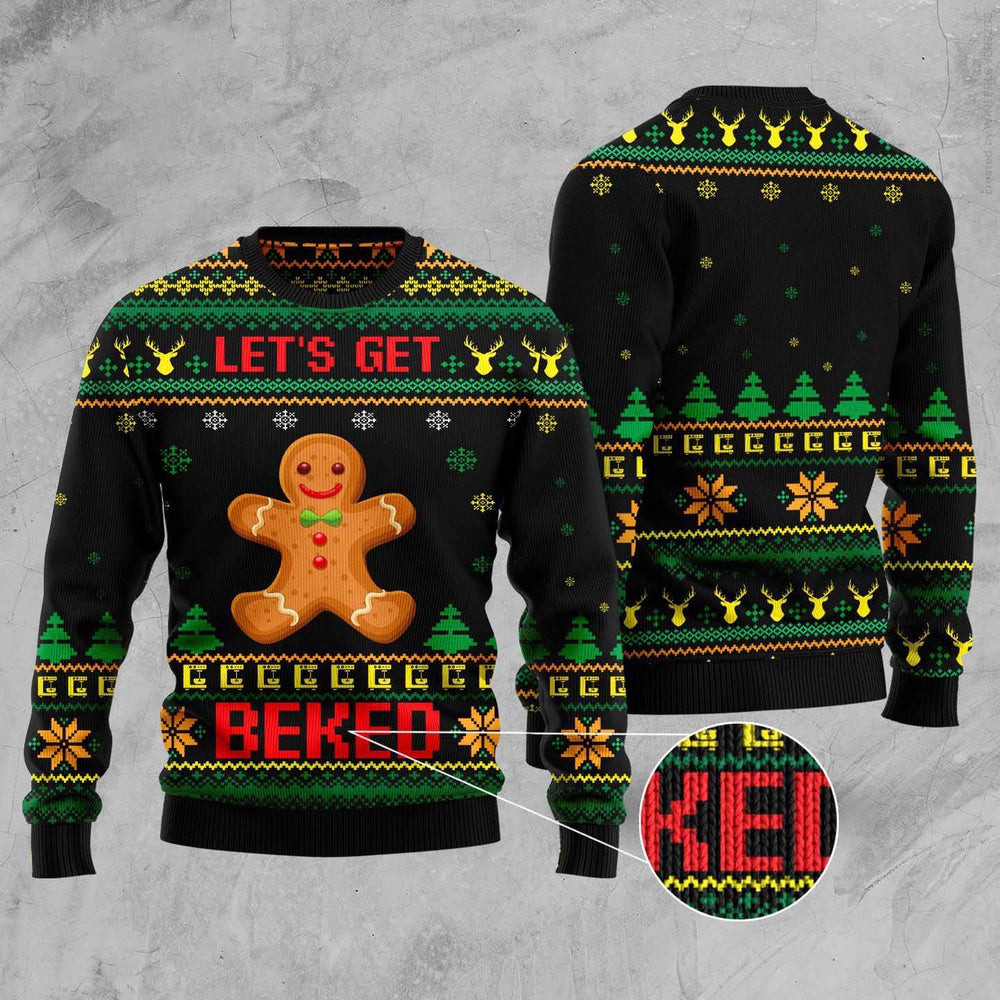 Let'S Get Baked Ugly Christmas Sweater Funny Ugly Christmas Sweater Gifts For Couples