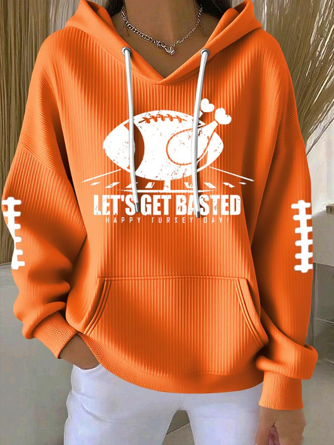 Let's Get Basted Hoodie Happy Turkey Thanksgiving Merch Gift Ideas For Her