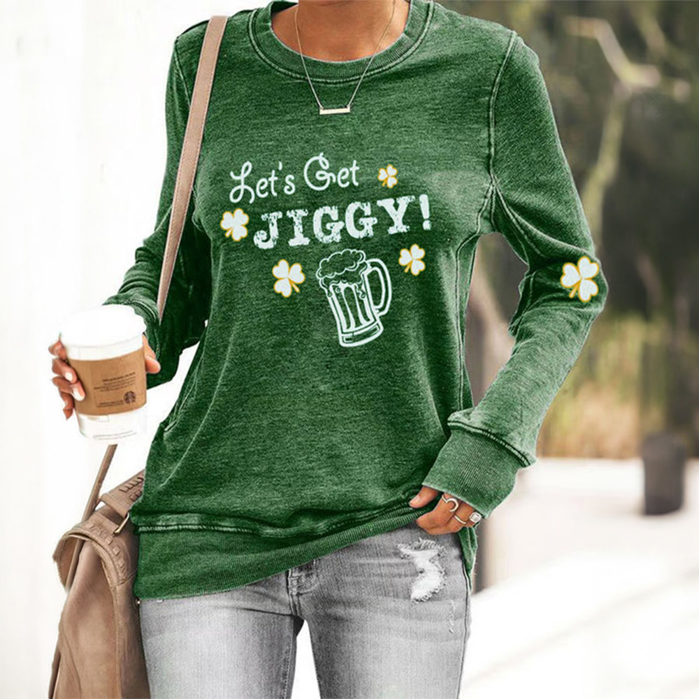 Let's Get Jiggy Shamrock Sweatshirt Saint Patricks Day Clothing Best Gift For Women