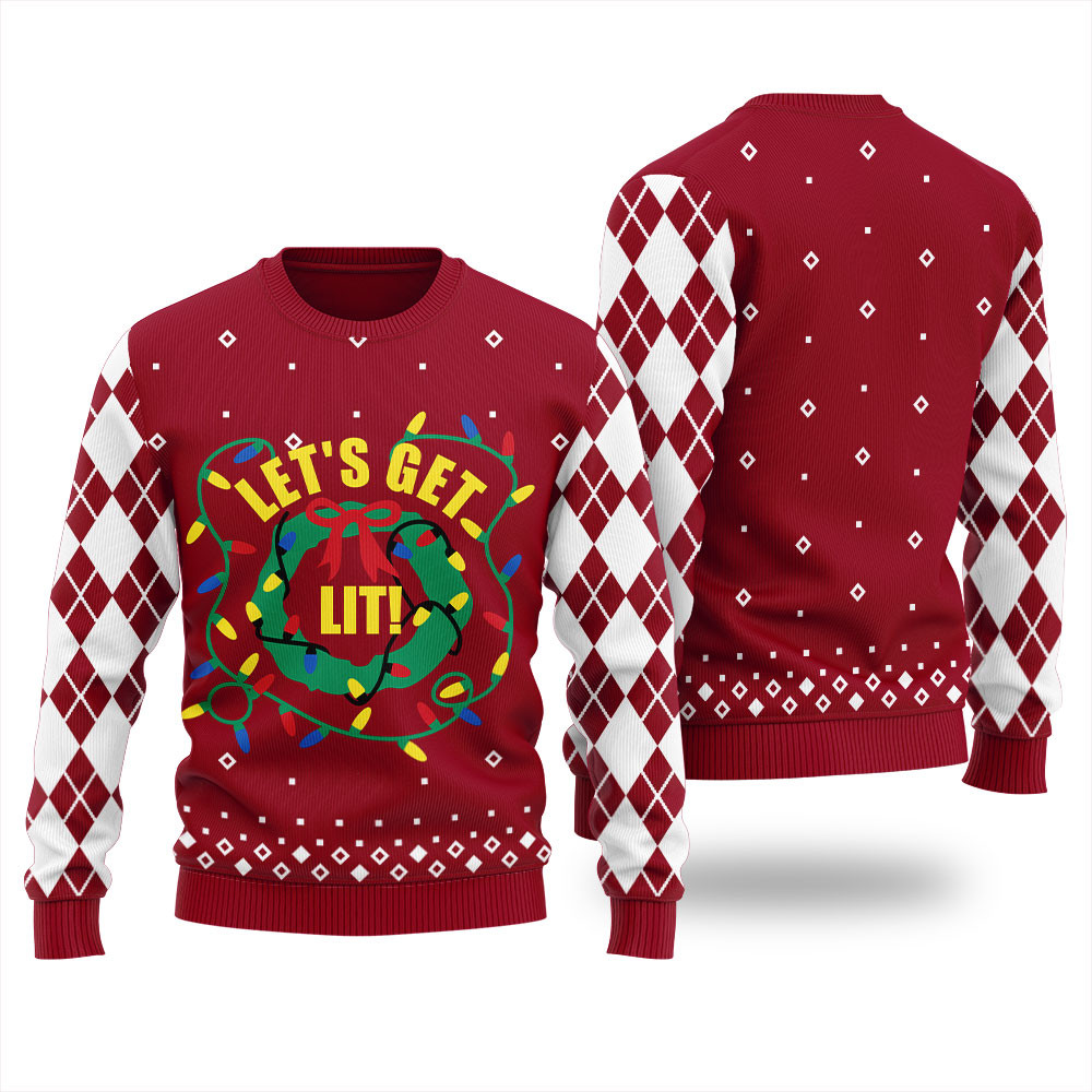 Lets Get Lit Ugly Christmas Sweater Best Gift Idea for Christmas Enthusiasts