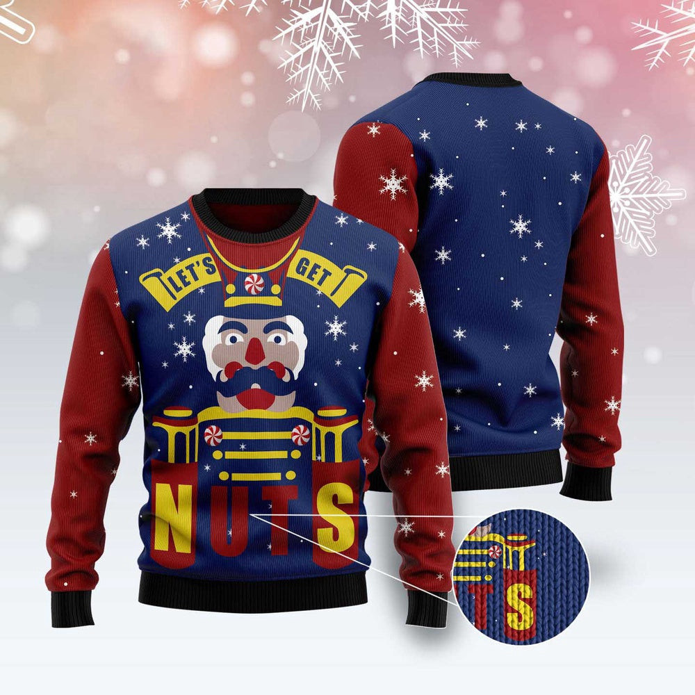 Let'S Get Nuts Nutcracker Ugly Christmas Sweater Funny Ugly Christmas Sweater Gifts For Couples
