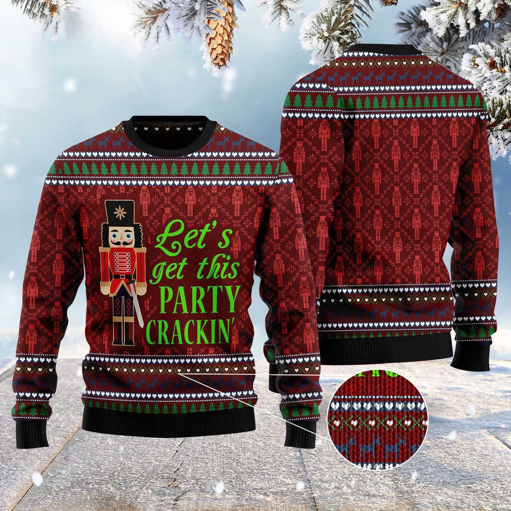Let'S Get This Party Crackin' Ugly Christmas Sweater Funny Ugly Christmas Sweater Gifts For Couples