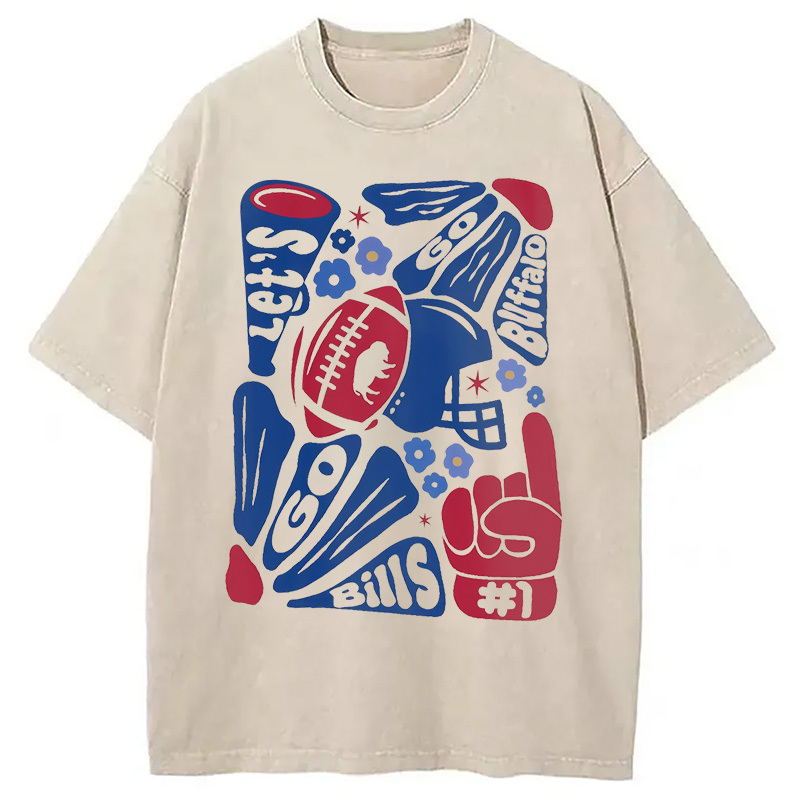 Let's Go Bills Washed T-Shirt Cool Urban Street Style Shirt Gifts For BFF Let's Go Bills Washed T-Shirt Cool Urban Street Style Shirt Gifts For BFF