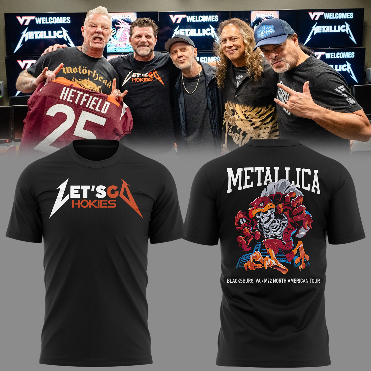 Let's Go Blacksburg Metallica Virginia Tech Music Concert White T-Shirt Cool Gifts For Music Lovers