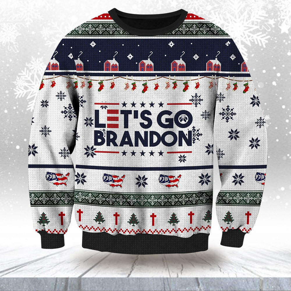 Let's Go Brandon Christmas Sweater FJB Let's Go Brandon Ugly Xmas Sweater Women Men