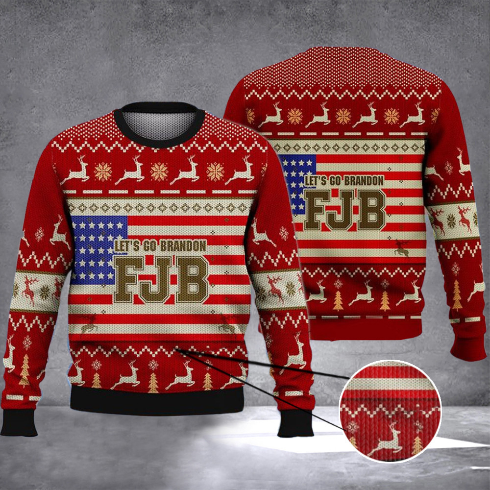 Let's Go Brandon FJB Ugly Christmas Sweater Anti Joe Biden Sweater