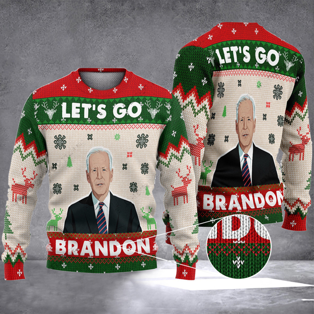 Let's Go Brandon Ugly Christmas Sweater Anti Biden FJB Sweater Merch
