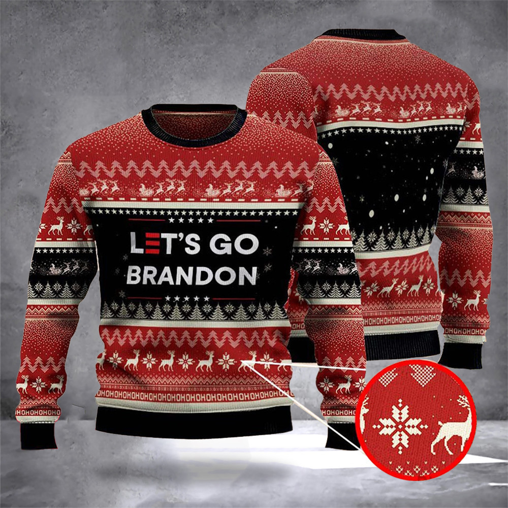 Lets Go Brandon Ugly Christmas Sweater Clothing Lets Go Brandon Sweater Women Men