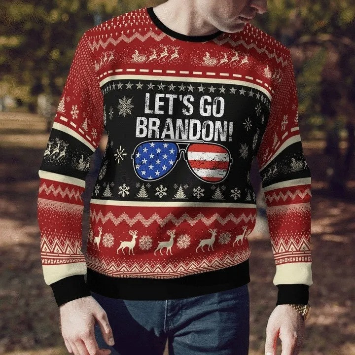 Let's Go Brandon Ugly Christmas Sweater Let's Go Brandon FJB Merch Christmas 2024 Gifts