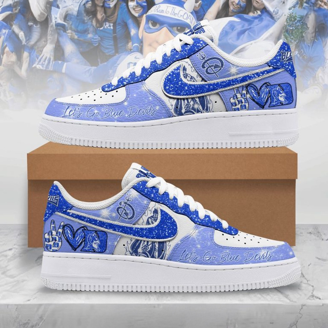 Let's Go Duke Blue Devils Limited Edition Nike Air Force 1 Duke Acc Championship Shoes